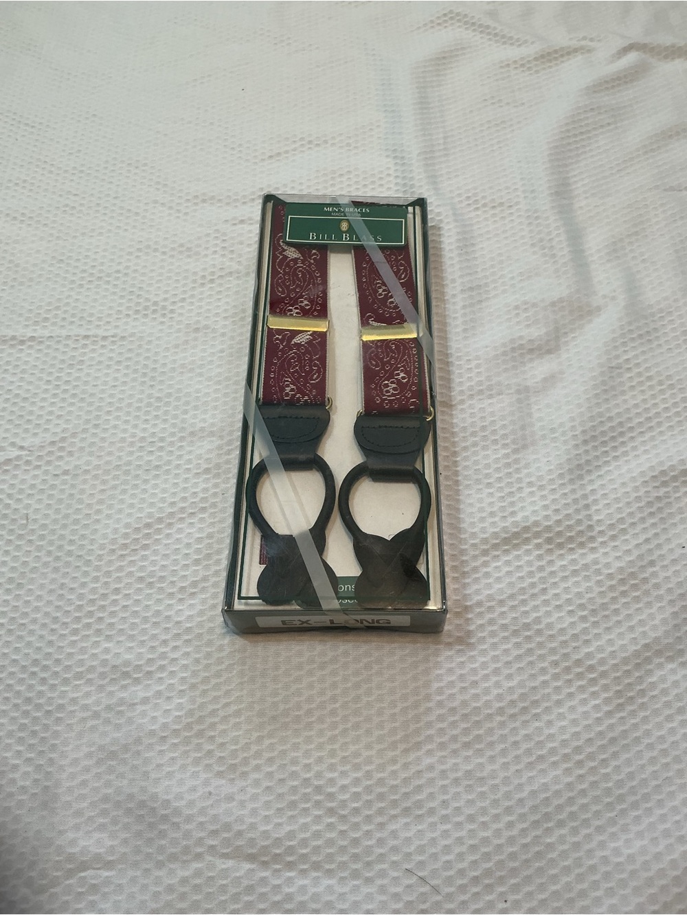 Vintage,Bill Blass Burgundy Paisley Braces with Gold Accents